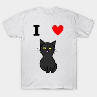 I Love Black Cats (Large Print) T-Shirt